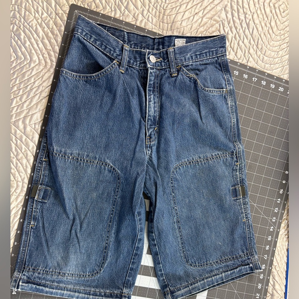 Y2K Levi's Cargo Phone Pocket Shorts Red Tab 100% Cotton Blue Denim Bermuda Jort